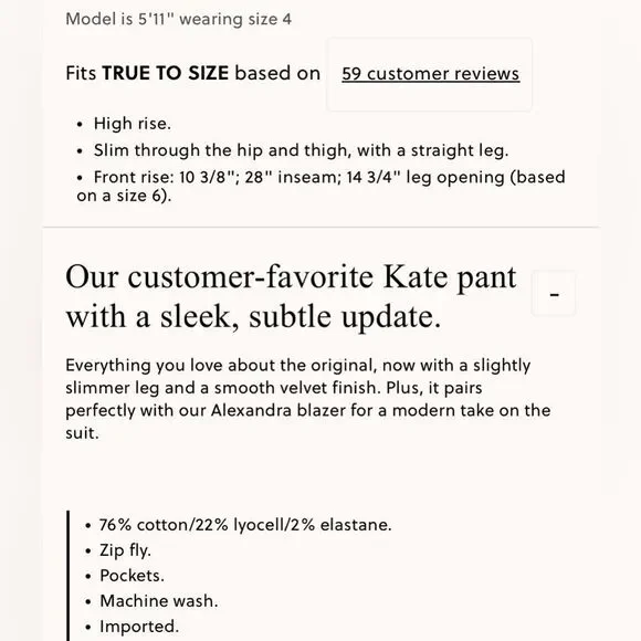 NWT J CREW Kate slim-fit pant in velvet in black - Picture 7 of 8